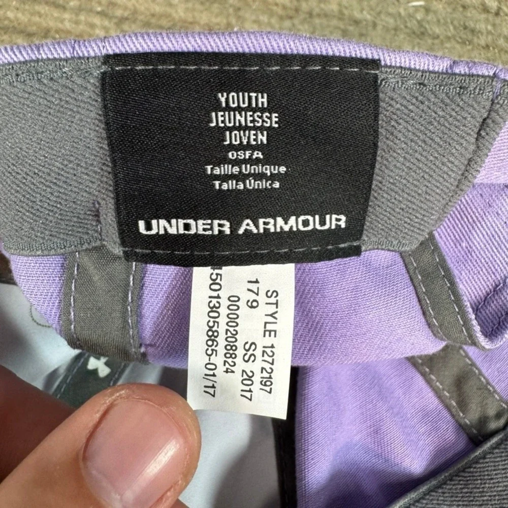 Under Armour Youth Purple Baseball Cap Orange Logo Adjustable Hat 1272197 OSFA